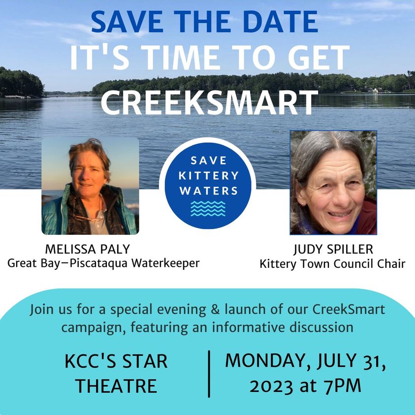 Poster for Save Kittery Waters' CreekSmart Event on 7/31/23