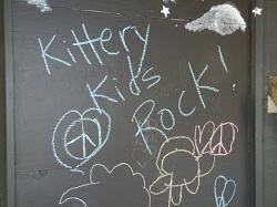 Blackboard with words Kittery Kids Rock!