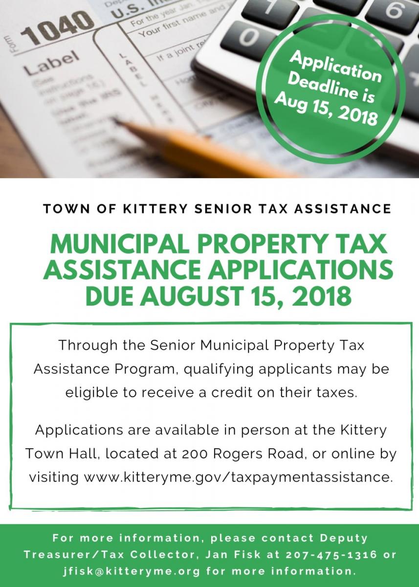 Kittery Senior Municipal Property Tax Assistance Deadline