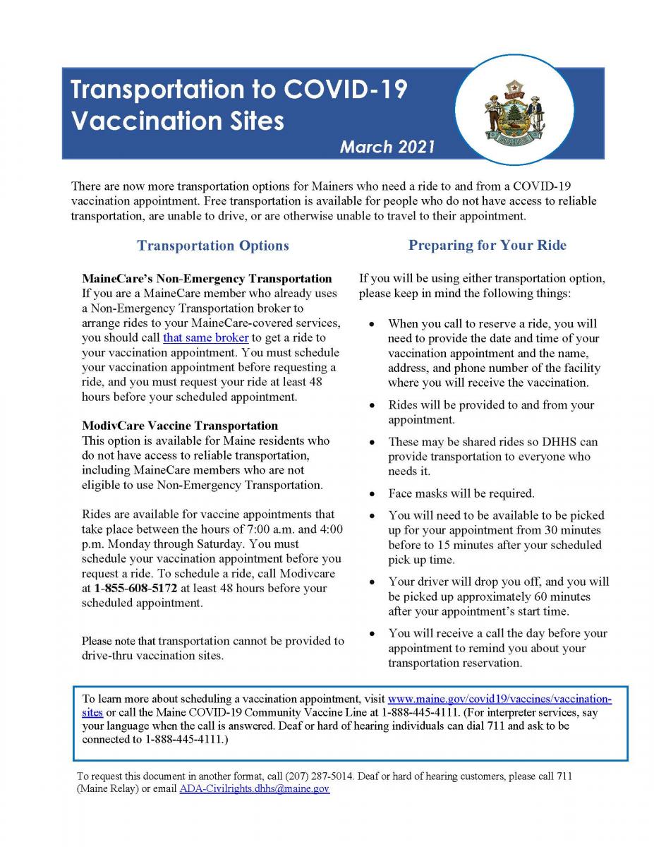 Transportation to Vaccination Sites