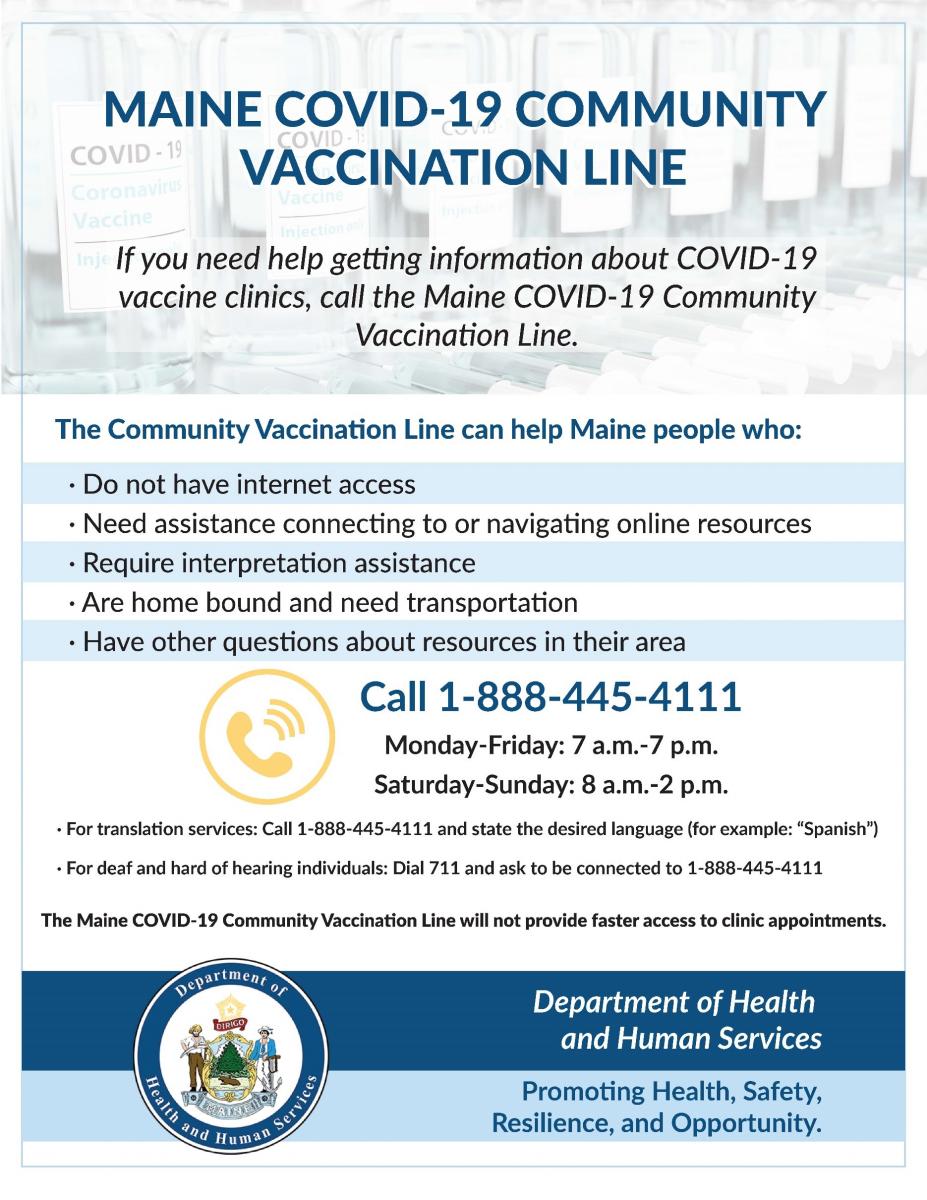 Maine COVID-19 Community Vaccination Line
