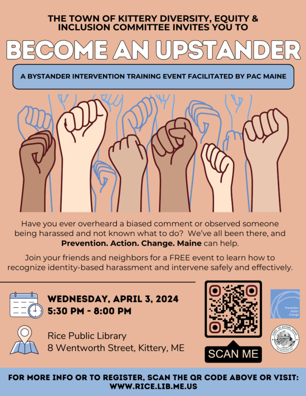 Kittery Bystander Intervention Training Event - illustrated hands raising fists