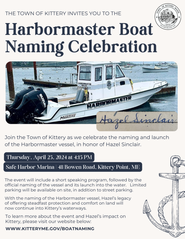 Kittery Harbormaster Boat Naming Celebration on 4/25