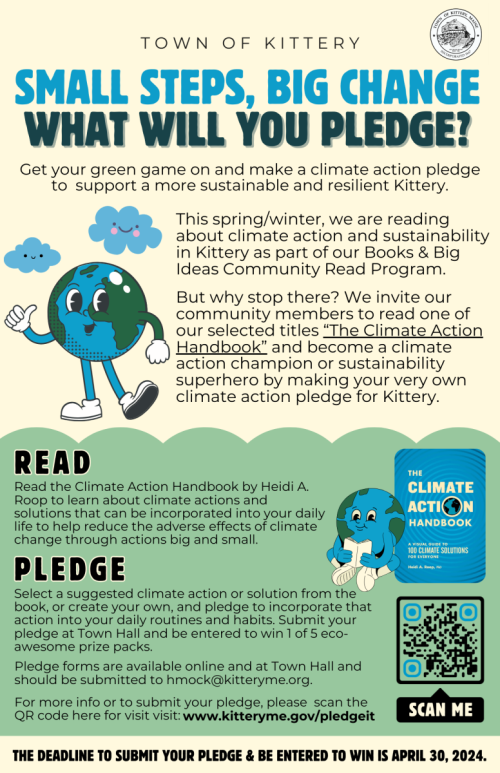 Small Steps Big Change Pledge Poster about making a climate action pledge in Kittery