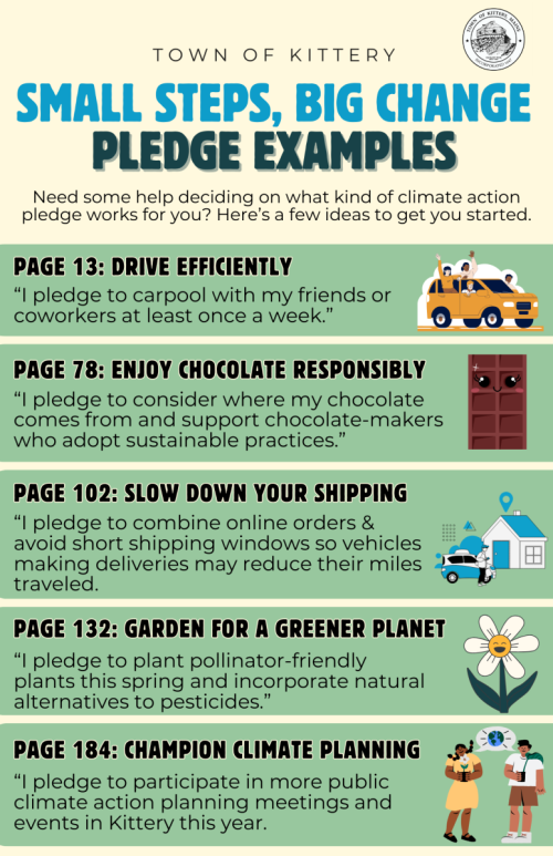 Pledge Examples for Small Steps, Big Change Kittery Climate Fun