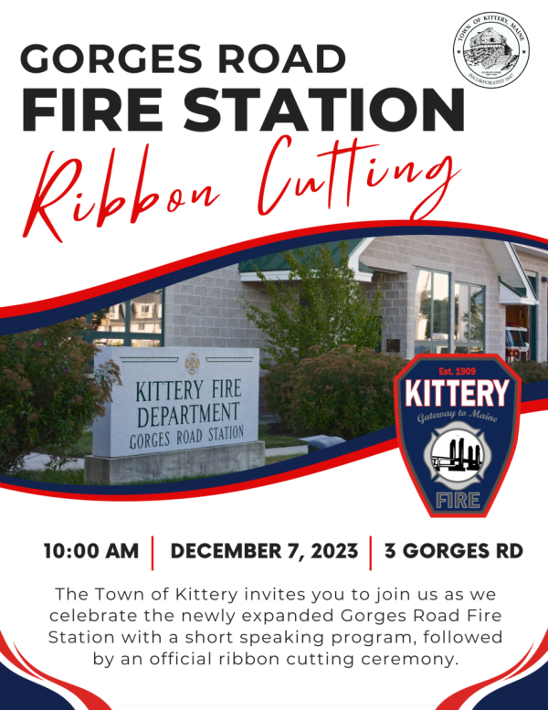 Decorative Invitation to the Gorges Road Fire Station Ribbon Cutting on December 7, 2023 at 10 AM
