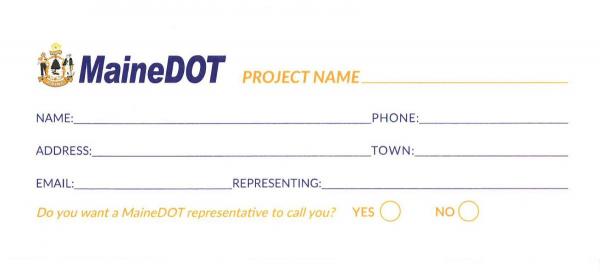 MaineDOT Project card