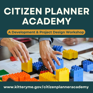 Image of human hands moving legos with text: citizen planner academy