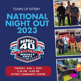 A flyer for 2023 National Night Out in Kittery Maine