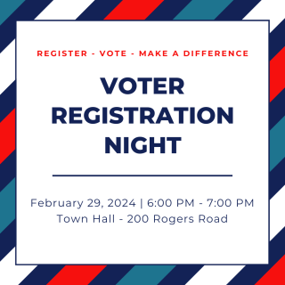 Voter Registration Night at Kittery Town Hall on 2/29 from 6 PM - 7 PM