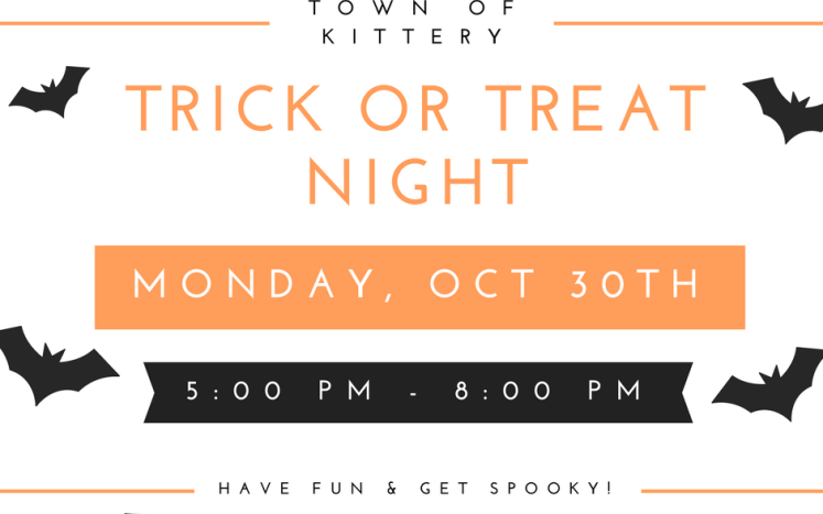 Trick or Treat Night in Kittery - October 30th from 5 PM - 8 PM