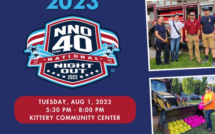 A flyer for 2023 National Night Out in Kittery Maine