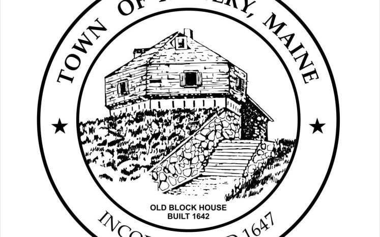 Town of Kittery Seal with illustrated image of Fort McClary and the words Town of Kittery, Maine