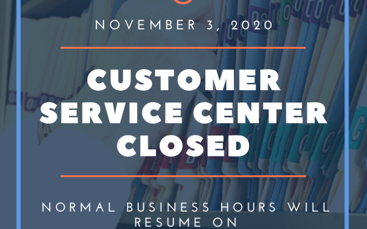 Customer Service Center Closed Nov 3 Kittery
