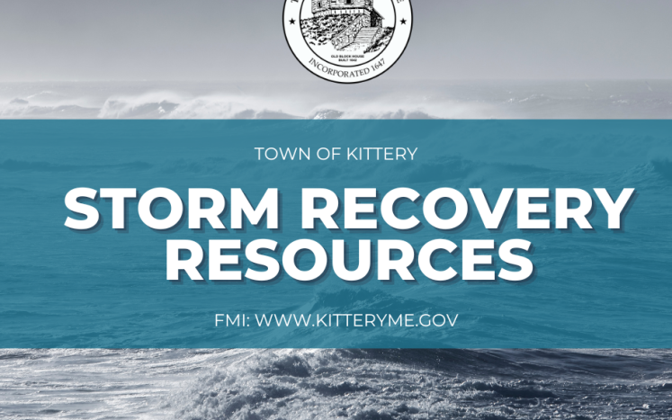 Image of rough ocean waves with text: Storm Recovery Resources